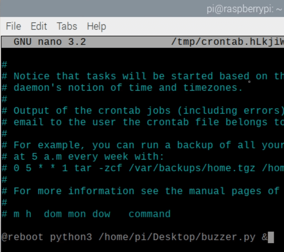 adding a command to the crontab page