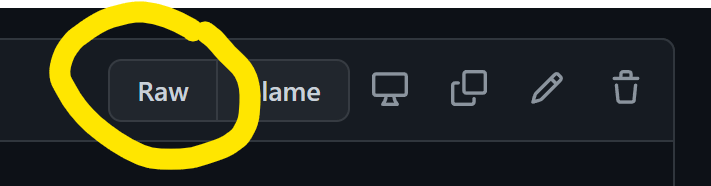 screenshot of view raw button on Github